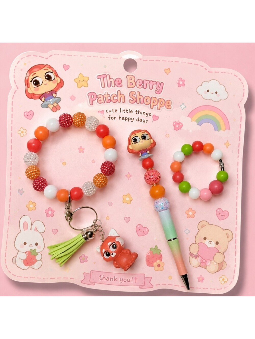 Disney's Doorables Turning Red Panda Pen Tumbler Keychain Bracelet Accessory